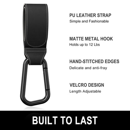 Baby Stroller Hooks for Hanging Bags, Universal Stroller Clips Accessories, Mommy Hook for Diaper Bag, Shopping Cart, Purse, Backpack - 2 Pack, Abstract Leaf