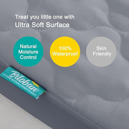 2 Pack Crib Mattress Protector Sheets, Fitted Waterproof Mattress Pad Cover, Noiseless & Machine Wash 100% Absorbent Crib/Toddler Mattress Protector Sheet Quilted, White & Gray, 52" x 28"