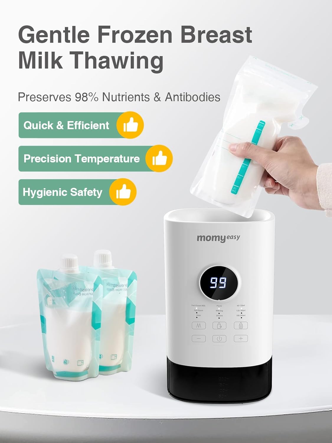 MOMYEASY Fast 2-Minute Baby Bottle Warmer - Steam Heating for Breastmilk & Formula, Fits All Bottles, Precise Temp Control with Timer, Auto Shut-Off