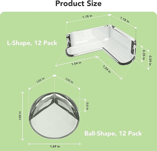 20 Pack Corner Guards Corner Protectors for Baby, Clear Furniture Corner & Edge Safety Bumpers for Table Edges & Sharp Corners - Baby Proofing Moonybaby (L- Shaped & Round Shape)