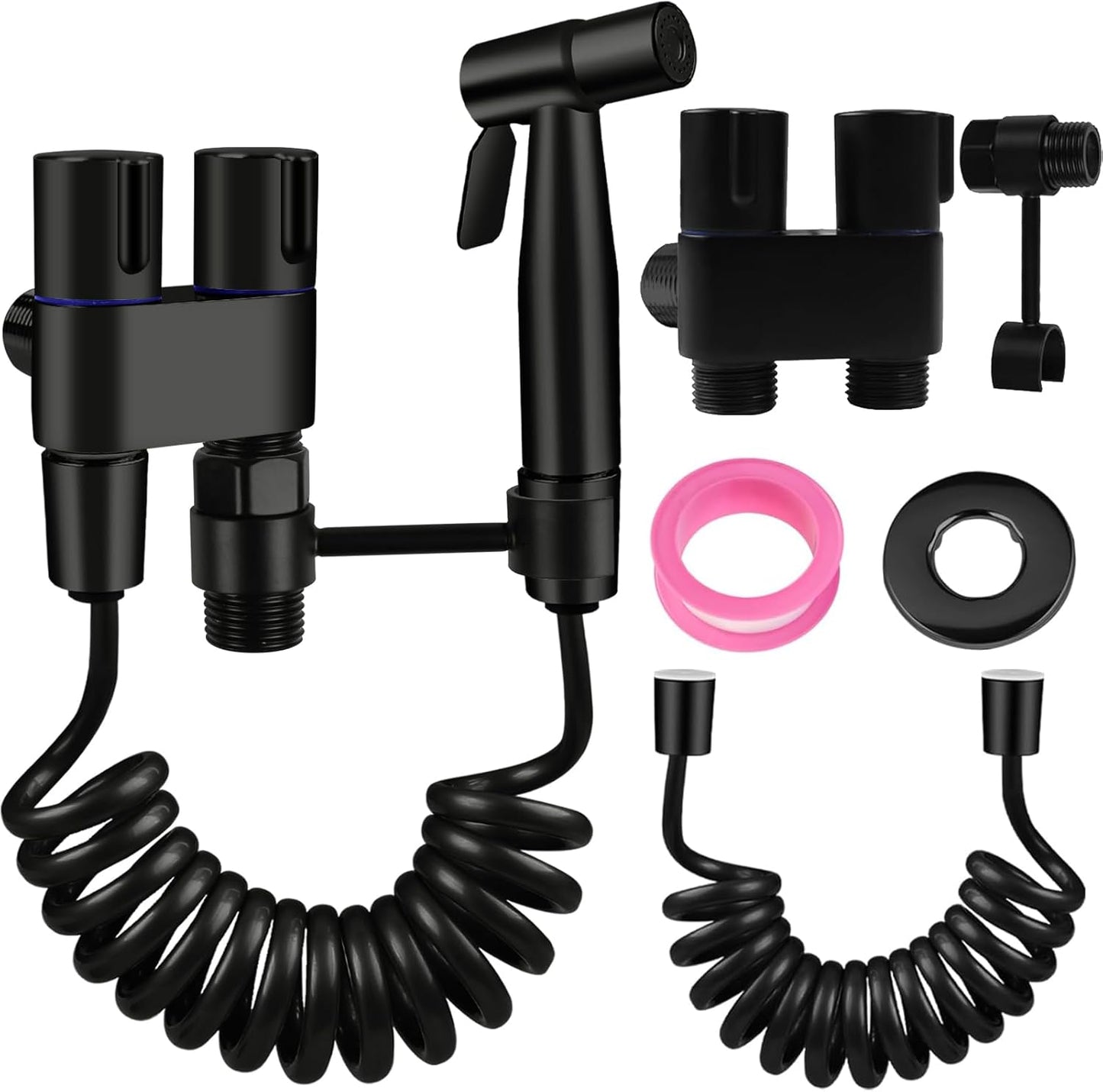 Neween Handheld Toilet Bidet Sprayer for Toilet-Adjustable Water Pressure Control with Bidet Hose for Feminine Wash, Stainless Steel Bidet Faucet Sprayer Kit Cloth Diaper for Baby Wash (Black)