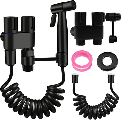 Neween Handheld Toilet Bidet Sprayer for Toilet-Adjustable Water Pressure Control with Bidet Hose for Feminine Wash, Stainless Steel Bidet Faucet Sprayer Kit Cloth Diaper for Baby Wash (Black)