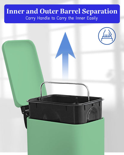 Diaper Pail, Airtight Odor Control Baby Diaper Bin with Childproof Lock, Stainless Steel Garbage Pail with lid, 15 Liter/ 4 Gallon Compact Nursery Trash Can with Removal Inner Liner, Blue