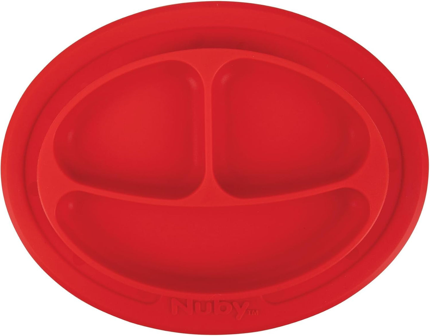 Nuby Sure Grip Miracle Mat 2-Section Toddler Plate - Suction Silicone Plate - 6+ Months - Aqua
