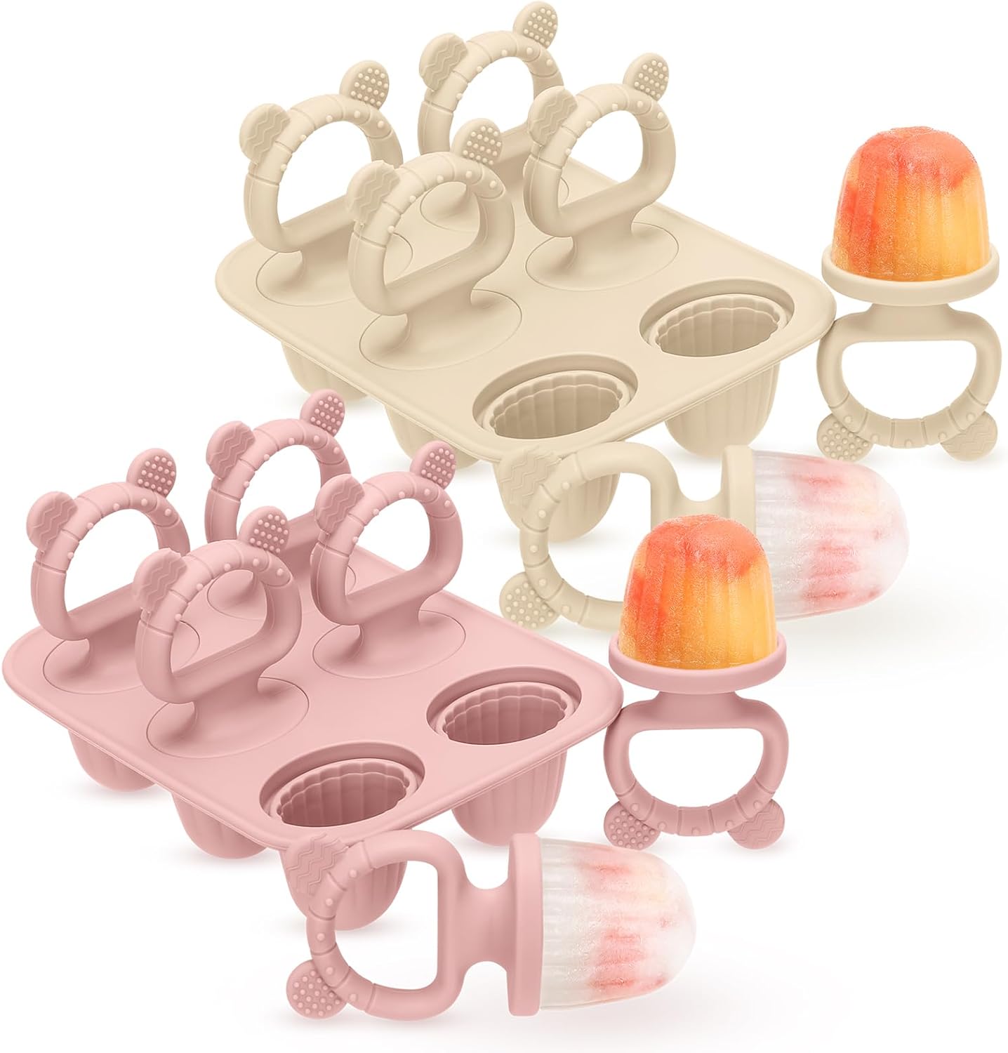 2-in-1 BPA-Free Ice Pop Molds & Silicone Baby Teethers for Teething Relief | Easy Fill Feeder for Breastmilk, Puree & Baby Food | Soothing, Fun & Safe Chewable Teething Toys for Infant & Toddler
