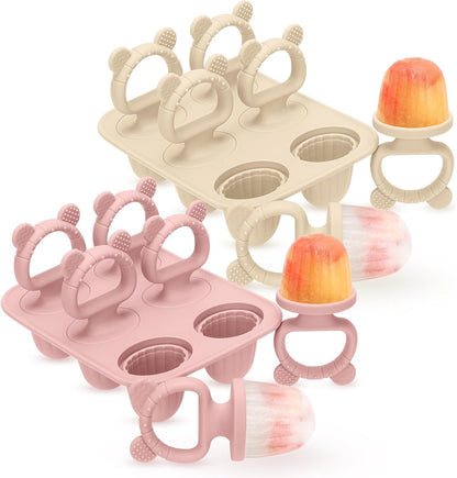 2-in-1 BPA-Free Ice Pop Molds & Silicone Baby Teethers for Teething Relief | Easy Fill Feeder for Breastmilk, Puree & Baby Food | Soothing, Fun & Safe Chewable Teething Toys for Infant & Toddler