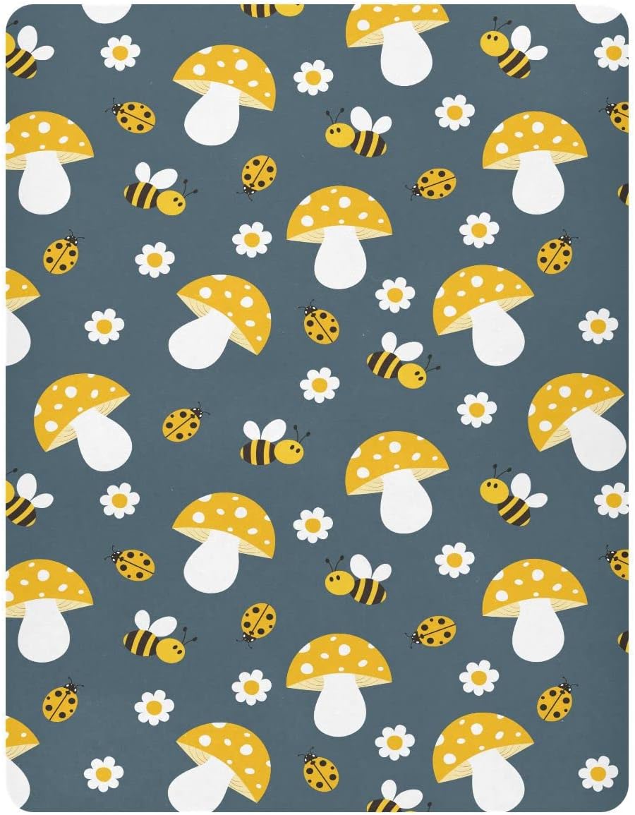 Fitted Crib Sheets White Bears with Clouds Stretchy Portable Playard Sheets for Baby Toddler, Breathable Soft Mini Crib Mattress 39 x 27 in for Boys and Girls