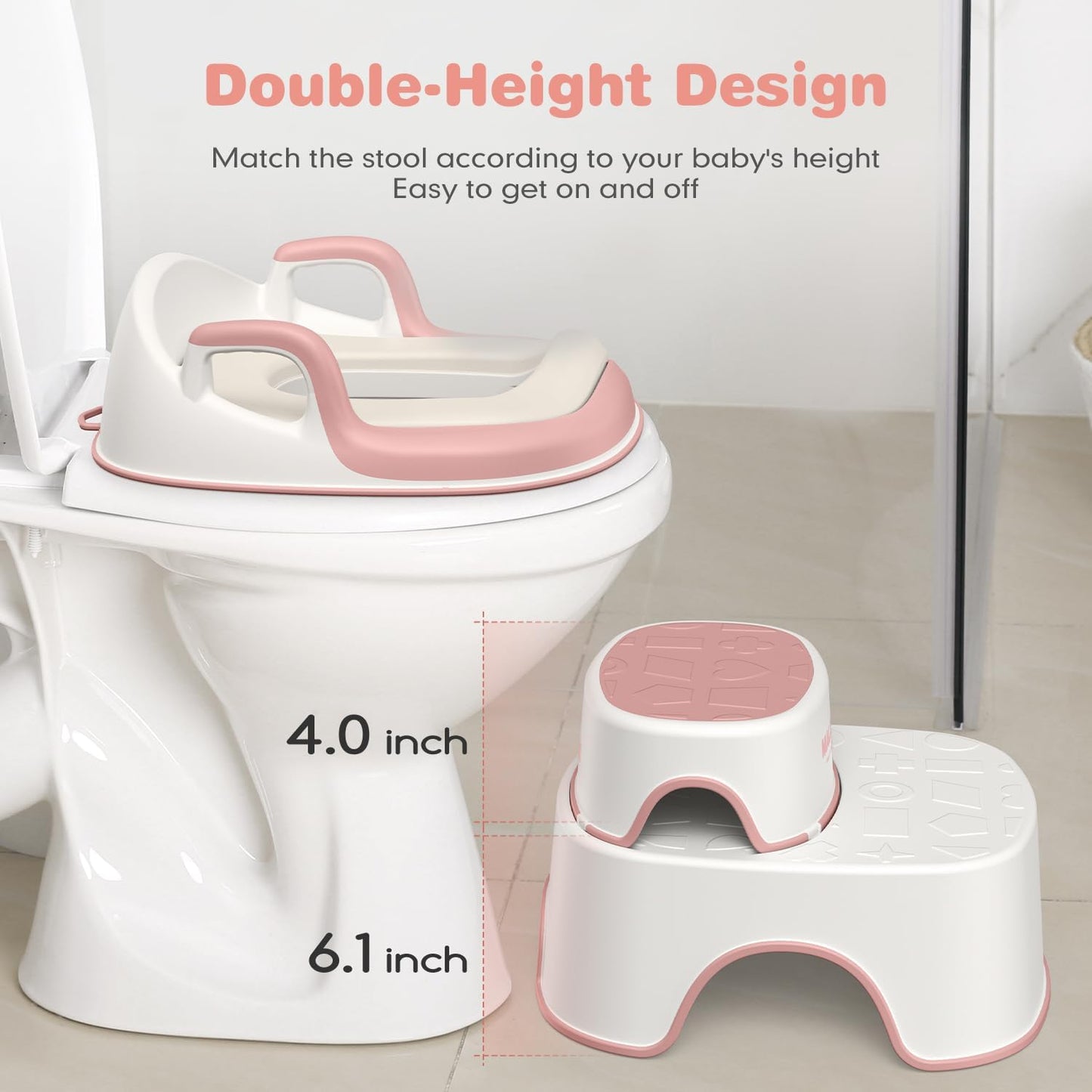 Maliton Baby Potty Training Seat with Step Stool, Potty Training Toilet for Boys Girls, Anti-Slip Toddler Stool for Bathroom, Kitchen, Toddler Toilet Seat Set(One Potty Seat+Two Step Stool for Kids)