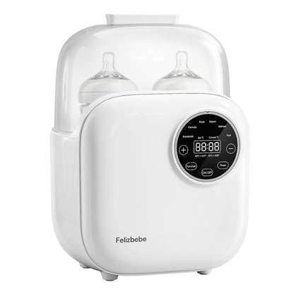 Baby Bottle Warmer, Felizbebe 10-in-1 Double Bottle Warmer for Breastmilk or Formula, Accurate Temperature Control, Timer, Sterili-zing, Defrost, Heat Food, Keep Warm, Breast Milk Warmer for Baby