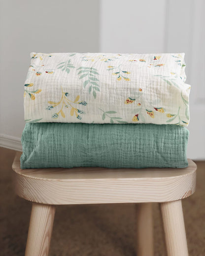 Blissful Diary Muslin Bassinet Sheets for Baby Girls Boys, Boho Soft Cotton Fitted for Oval Hourglass Rectangle Mattress, 2 Pack(Sunshine&Brown)