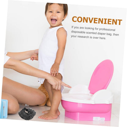 SAFIGLE Elastic Potty Liners 100 Pack Disposable Baby Toilet Trash Bags for Travel Portable Plastic Potty Chair Liners Bathroom Training