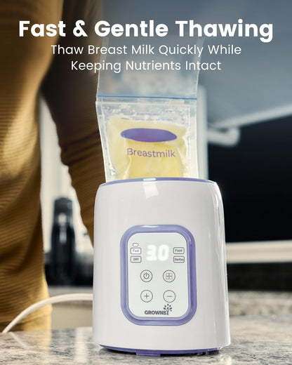 Bottle Warmer, Grownsy 8-in-1 Fast Baby Bottle Warmer with Timer, Safe for Breastmilk Nutrients, Accurate Temperature Control, with Defrost, Sterili-zing, Keep Warm, Heats Baby Food & Bottles