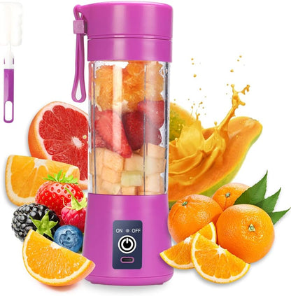 Portable Blender Cup,Electric USB Mini Juicer Blender For Shakes and Smoothies, Juice,380ml, Six Blades Great for Mixing,Black