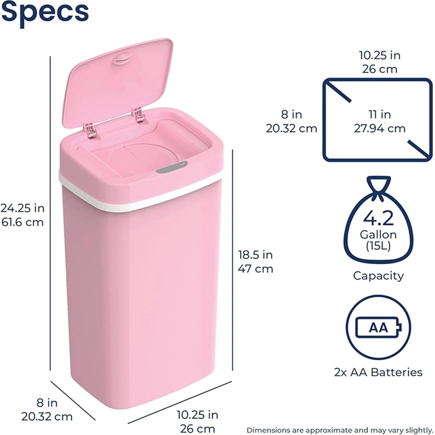 Smart Odor-Resistant Diaper Pail Trash Can with Motion Sensor Lid, Double Seal Odor Control, Removable Inner Shield, Battery Operated Bin,Quiet Auto Open Close,Home Hygiene Organizer (Blue)