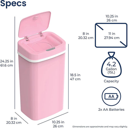 Smart Odor-Resistant Diaper Pail Trash Can with Motion Sensor Lid, Double Seal Odor Control, Removable Inner Shield, Battery Operated Bin,Quiet Auto Open Close,Home Hygiene Organizer (Blue)