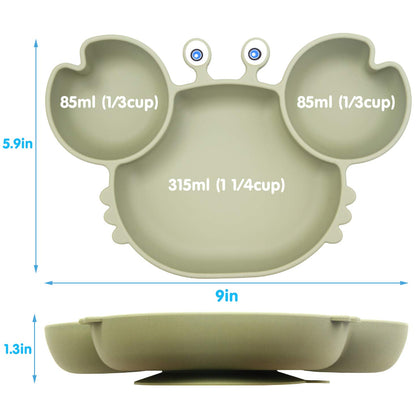 Linowos Silicone Suction Plate for Toddlers - Self Feeding Training Divided Plate Dish and Bowl for Baby and Toddler, Fits for Most Highchairs Trays, BPA Free Microwave Dishwasher Safe