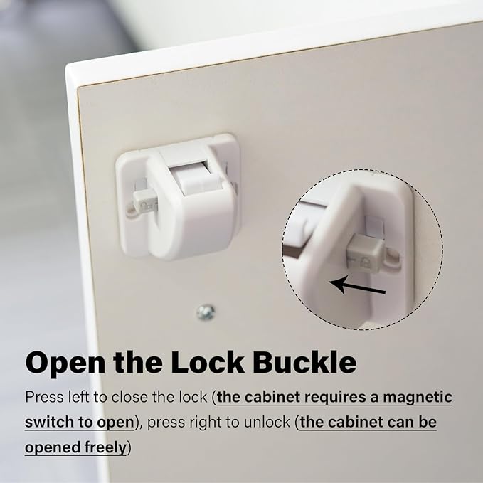 6 Pack Magnetic Cabinet Locks Baby Proofing - Child Safety Cabinet Latch Locks with Adhesive, No Drill or Tools Installation, for Cabinets Drawers Doors