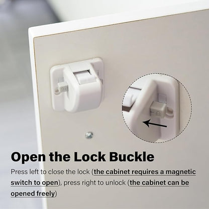 10 Pack Magnetic Cabinet Locks Baby Proofing - Child Safety Cabinet Latch Locks with Adhesive, No Drill or Tools Installation, for Cabinets Drawers Doors