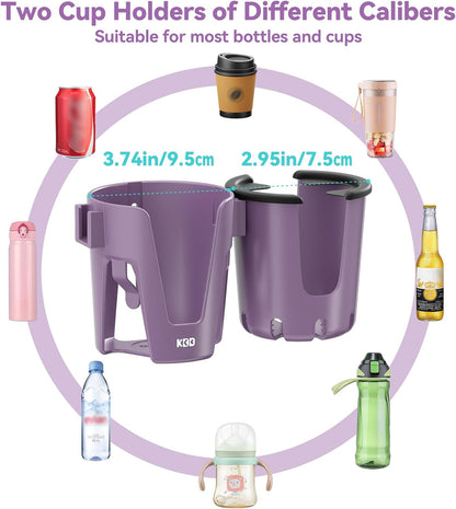KDD Stroller Cup Holder with Phone Holder, 3-in-1 Removable Bottle Holder, 360 Degrees Rotation Drink Holder for Wheelchair, Stroller, Bike, Walker, Scooter, Bicycle, Uppababy, Bugaboo, Britax