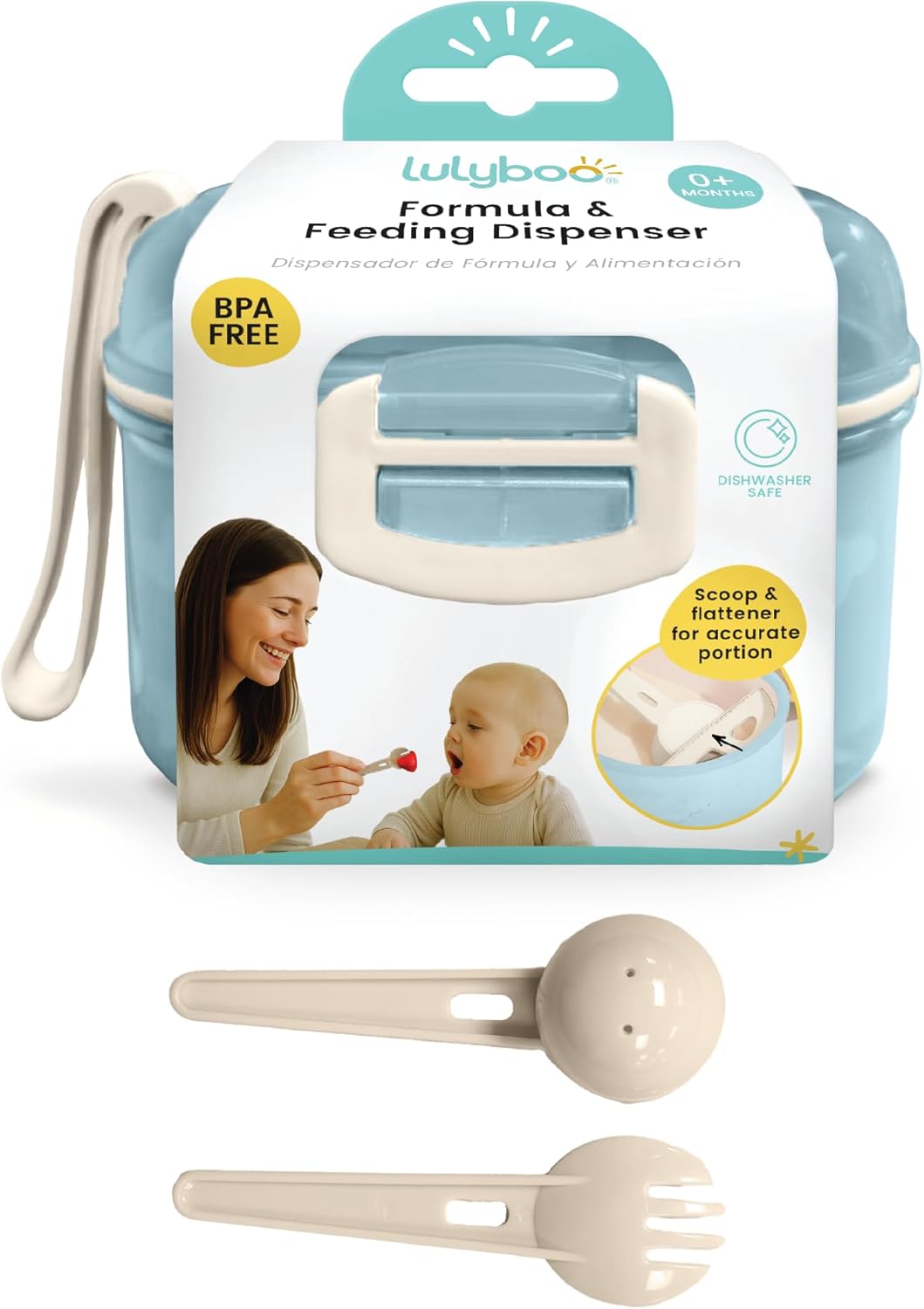 Lulyboo Baby Formula Milk Powder Container - Travel-Friendly, Airtight Storage with Scoop & Spork, Compact BPA-Free, Easy-to-Clean Portable Baby Feeding Accessories (Clay)