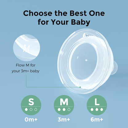 Momcozy Soft Baby Nipple Premium Natural Flow Silicone for Wide-Neck Bottles, BPA-Free, Perfectly Compatible with Momcozy Breast Milk Cooler, Small (Pack of 2)