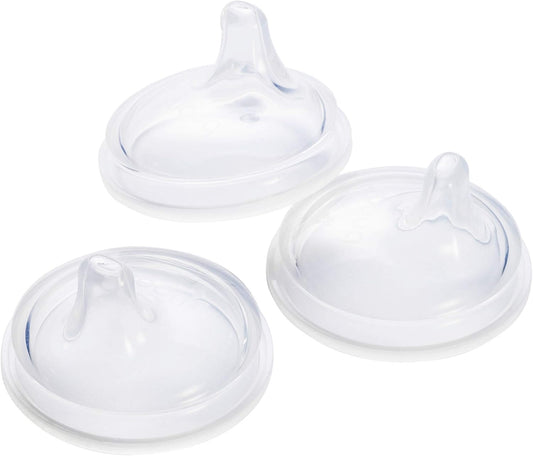 Boon Nursh Silicone Sippy Cup Lid - Convertible Transitional Sippy Spouts for Nursh Baby Bottles - Sippy Cup Lids for Babies - Baby Feeding Supplies - Ages 6 Months and Up - 3 Count