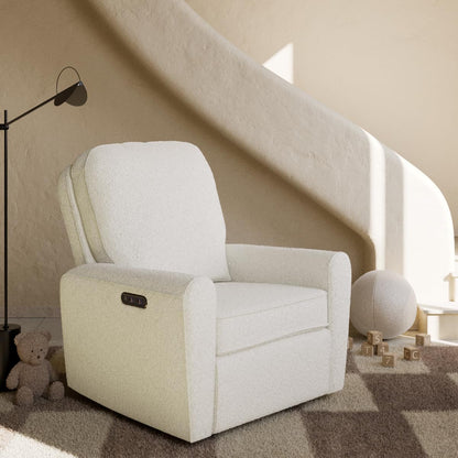 Storkcraft Amalfi Deluxe Power Recliner Swivel Glider – Premium Electronic Nursery Rocking Chair, Oeko-TEX 100 Certified, Includes Dual-USB Charging Port with USB-A & USB-C (Black Boucle)