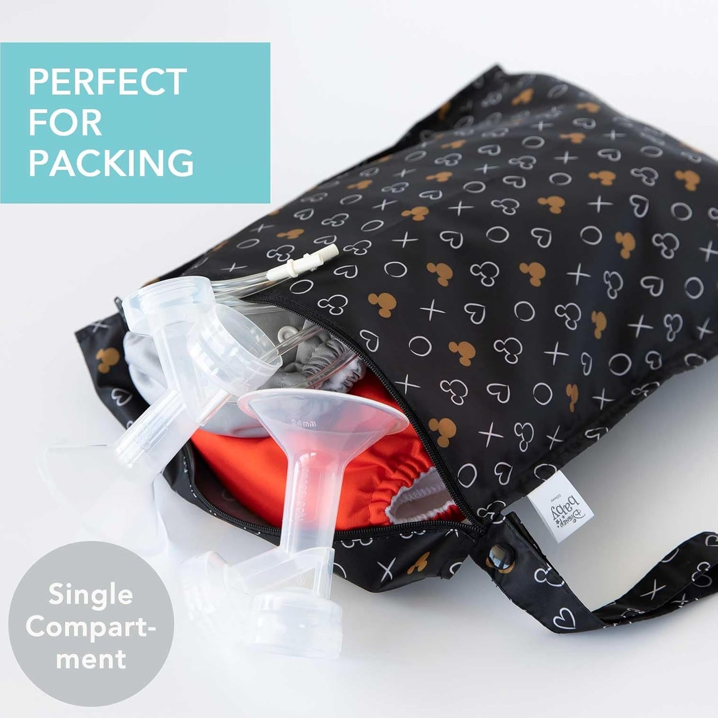 Bumkins Disney Waterproof Wet Bag for Baby, Travel, Swim Suit, Cloth Diapers, Pump Parts, Pool, Gym Clothes, Toiletry, Strap to Stroller, Daycare, Zip Reusable Bag, Packing Pouch, Winnie the Pooh