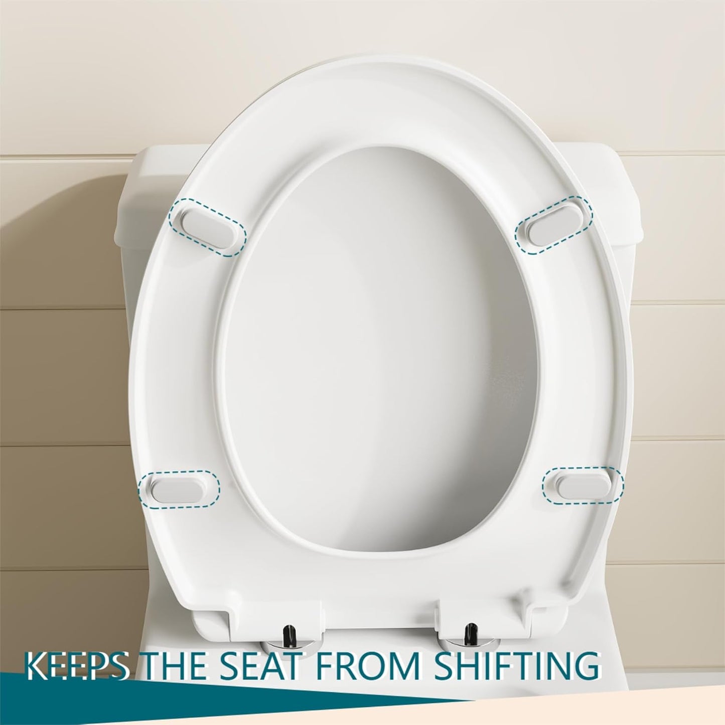 17" White Round Toilet Seat for Adult and Child, Built-In Potty Training Seat with Soft Quiet Close Non-Slip Design, Magnetic Kids Seat and Cover for Round/Oval Toilets, Easy to Install and Clean
