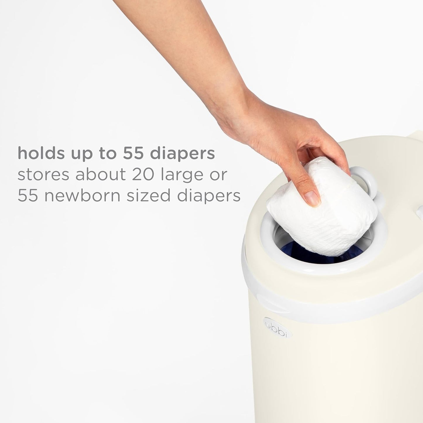 Ubbi Steel Diaper Pail, Odor Locking, No Special Bag Required, Award-Winning, Registry Must-Have, White