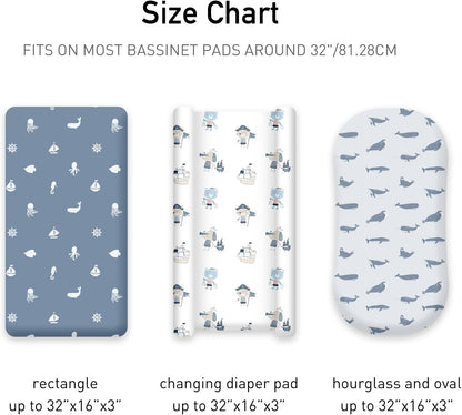 Bedside Sleeper Bassinet Fitted Sheets 20 x 33, 3 Pack Baby Delight Beside Me Dreamer,Babybond,Jimglo,koola,cowiewie,fodoss, Dream On Me Baby Square Bassinet, Pink Animal