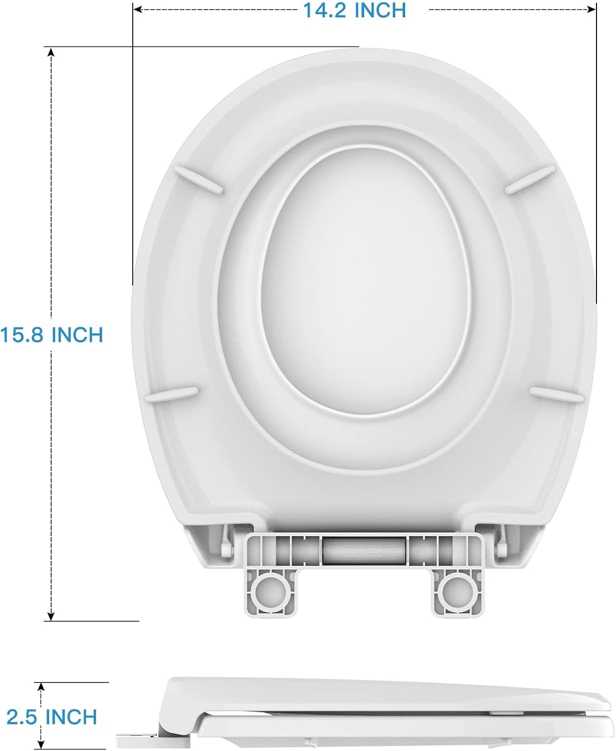 17" White Round Toilet Seat for Adult and Child, Built-In Potty Training Seat with Soft Quiet Close Non-Slip Design, Magnetic Kids Seat and Cover for Round/Oval Toilets, Easy to Install and Clean