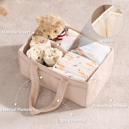 luxury little Soft Baby Diaper Caddy Organizer, Nursery Storage Basket with Removable Divider, Portable Baby Diapers Basket, Gifts for New Parent, Baby Shower (Baby Blue)