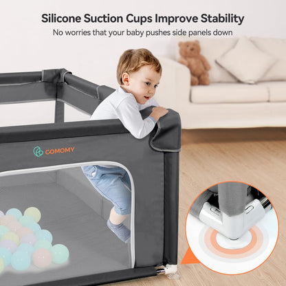 COMOMY Playpens for Babies and Toddlers, Small Baby Play Pens, Activity Center for Safe and Non-Slip Baby Fence, Full Mesh Design, Indoor & Outdoor Kids Activity Center (Dark Grey, 36"x36")