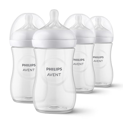 Philips Avent Natural Baby Bottles with Natural Response Nipples (Slow Flow, Flow 2), 4oz, 4-Pack, SCY900/04
