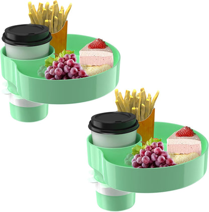 [2 Packs] Kids Car Seat Tray, Travel Tray with Cup Holder for Toddler Baby, Kids Car Seat Food Snack Organizer for Road Trip, Stroller snack Organizer Travel Must Haves Toddler Must Haves (Black)