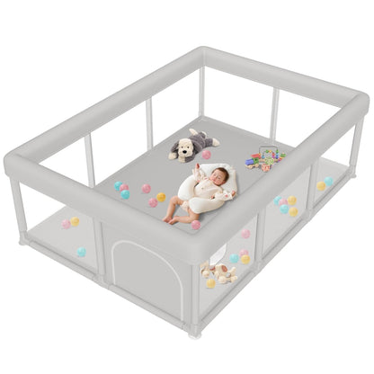 besuhot Baby Playpen Extra Large Play Yard 74" x 50" Playpen for Babies and Toddlers with Anti-Slip Suckers and Zipper Gate, Safety Baby Activity Center for Indoor & Outdoor