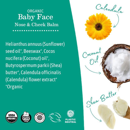 Earth Mama Organic Baby Face Nose & Cheek Balm | Moisturizer with Calendula Oil for Dry Skin Care, Natural Petroleum Jelly Alternative (2-Fluid Ounce, 2-Pack)