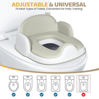 Orzbow 3-in-1 Toddler Potty Training Toilet | Baby Potty Chair, Toilet Topper Training Seat and Step Stool for Boys and Girls, Easy-to-Clean with Splash Guard and Lid, Grey