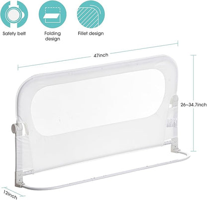 NUTIKAS Baby Bed Rail Guard for Toddlers -47" Toddler Bed Rails for Twin, Full, Queen, King Bunk Size Bed Swing Down Bedrail Extral Tall Child Safety Side Railing Guards for Kids