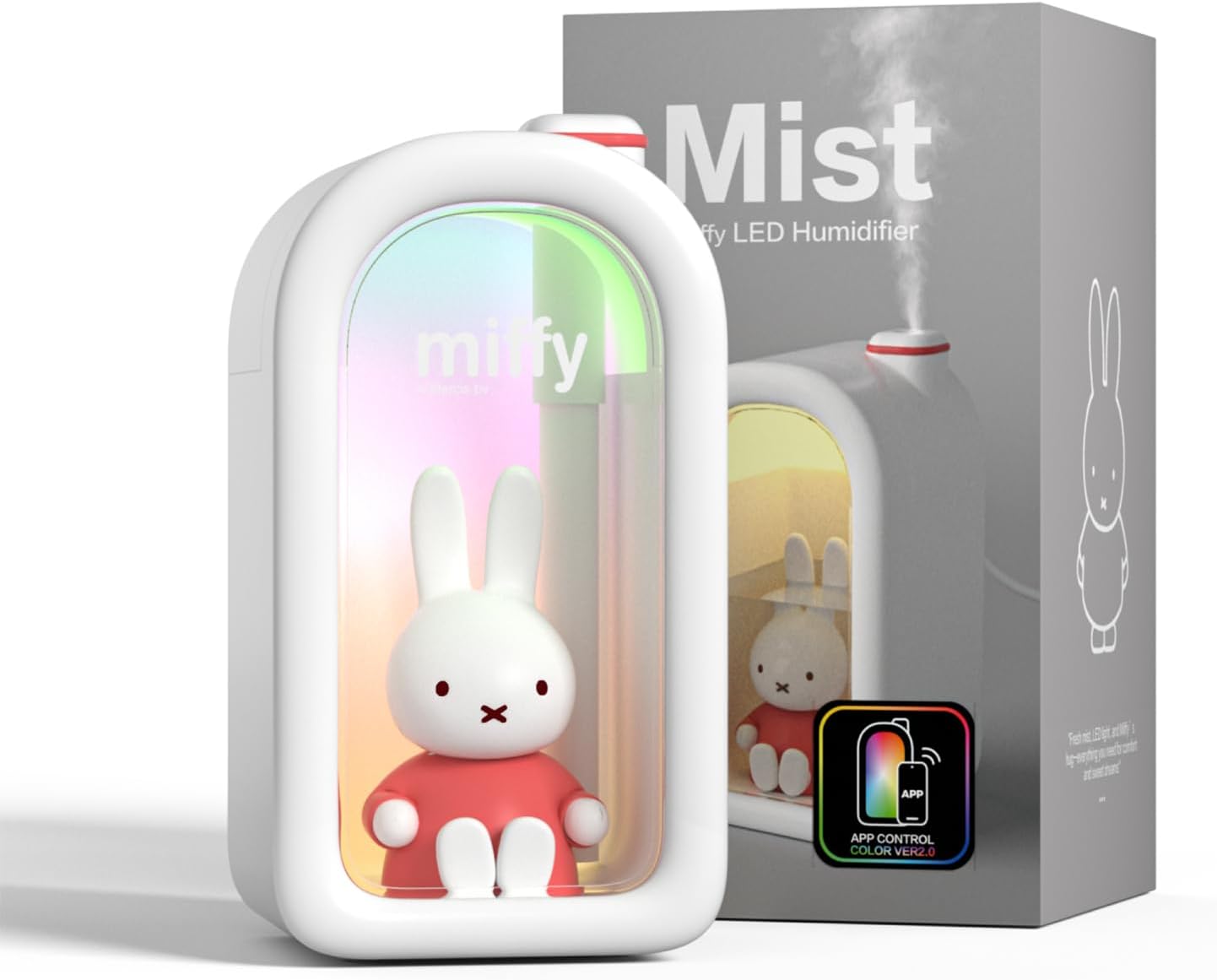 Mipow X Miffy Cool Mist Humidifier - Ultrasonic Quiet, Mini Cute Humidifier with Night Light, 380ml Humidifiers for Bedroom/Babies Nursery/Office