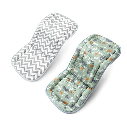 Baby Stroller Cushion, Baby Stroller Seat Liners Universal Stroller Liner, 100% Cotton Breathable and Soft Reversible Toddler Infant Car Seat Insert 34x78cm 1 Pack (Grey Forest Animals)