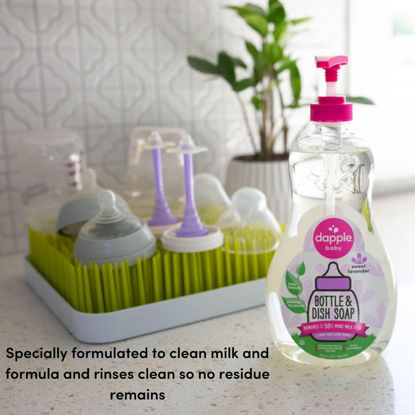 Dapple Baby Fragrance Free Bottle & Dish Soap - (3 Pack) 16.9 fl oz - Cleans Baby Bottles, Sippy Cups, Pacifiers, Breast Pumps, & More - Gently Removes Milk Film & Odors - Includes 1 Pump