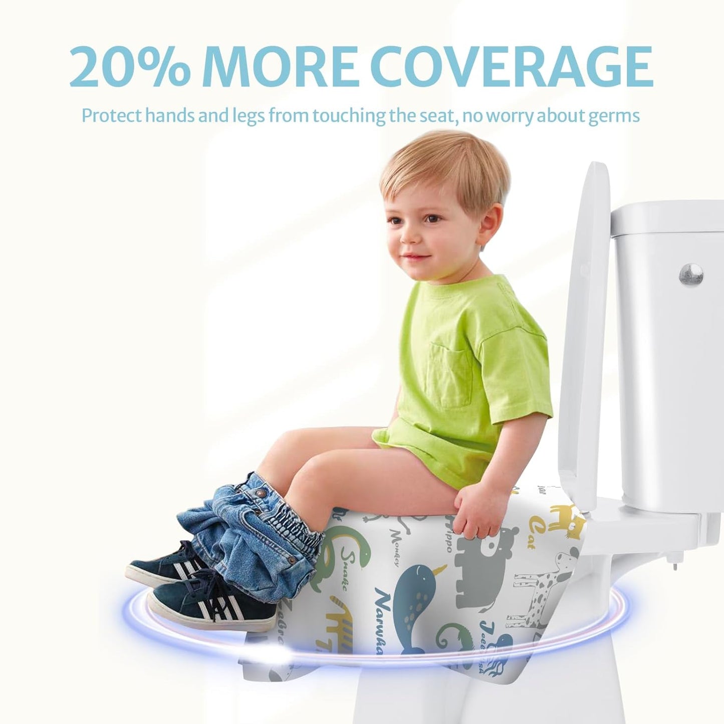 Blissful Diary 20 Pcs Toilet Seat Covers Disposable for Toddlers & Adults, Extra Large Waterproof, Portable Package for Travel, Kids Potty Training(Purple Flowers))