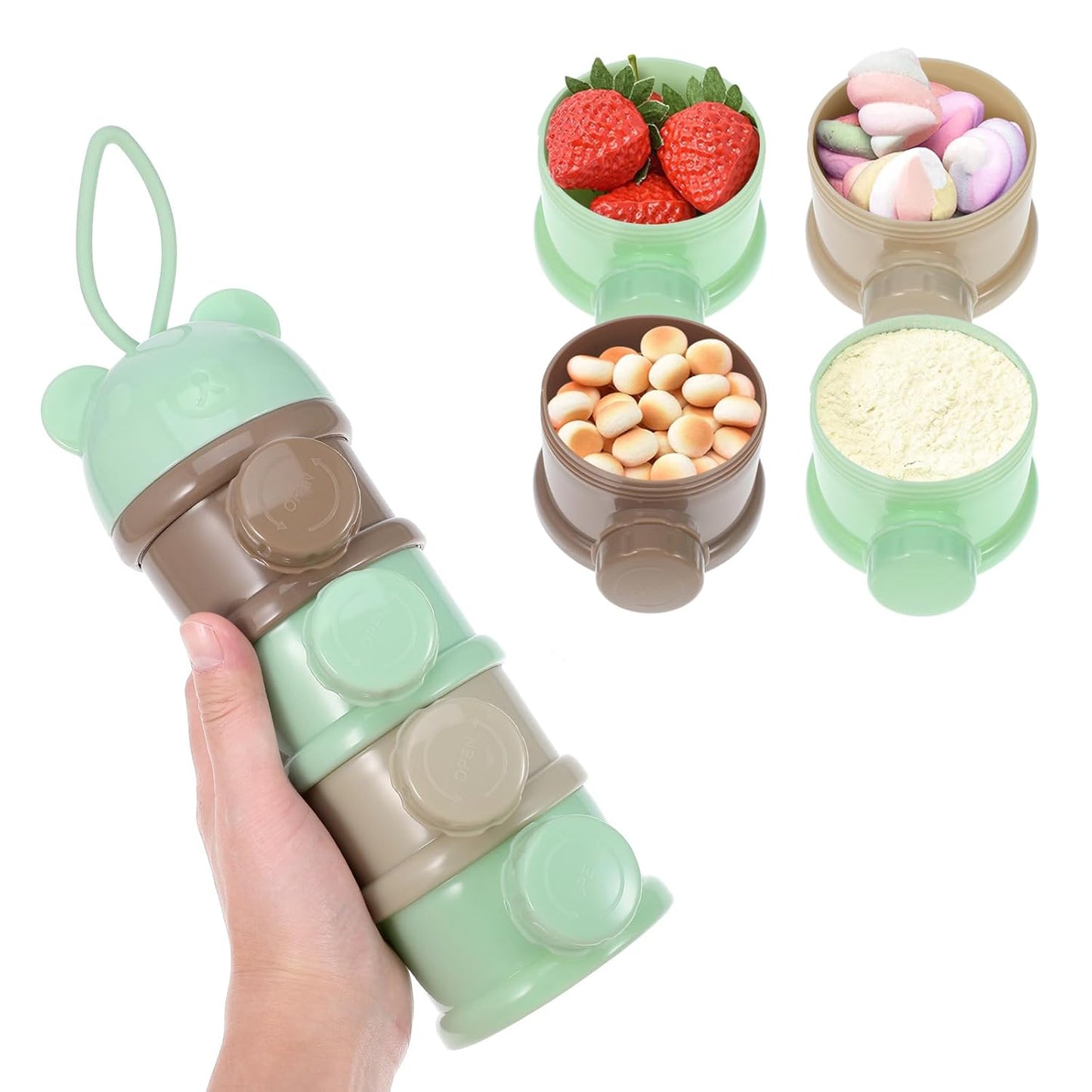 Kisangel 4 Layers Milk Powder Box Portable Formula Storage Container for Baby Infant Travel Stackable Milk Powder Dispenser Food Storage