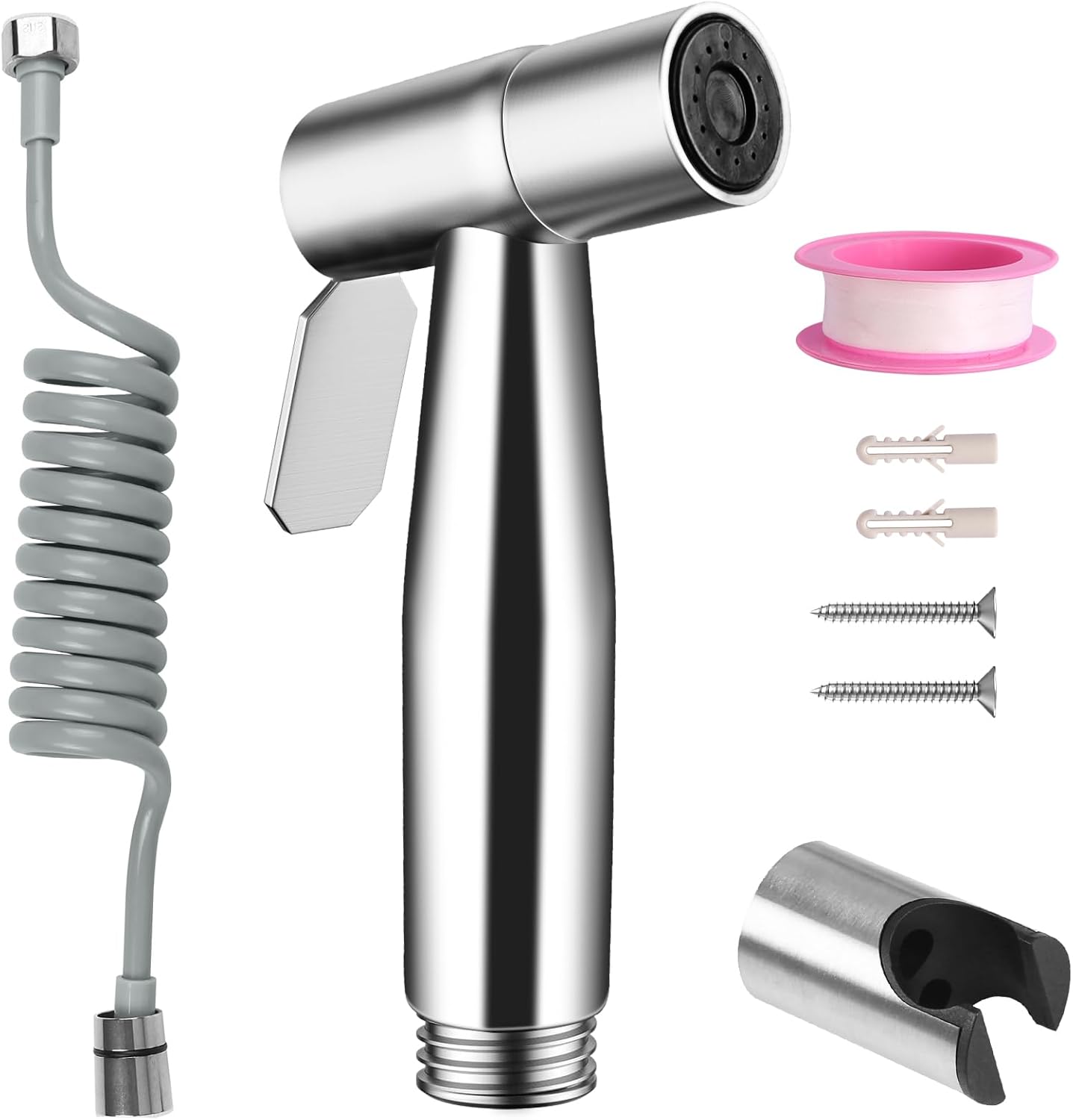Neween Handheld Toilet Bidet Sprayer for Toilet-Adjustable Water Pressure Control with Bidet Hose for Feminine Wash, Stainless Steel Bidet Faucet Sprayer Kit Cloth Diaper for Baby Wash (Black)