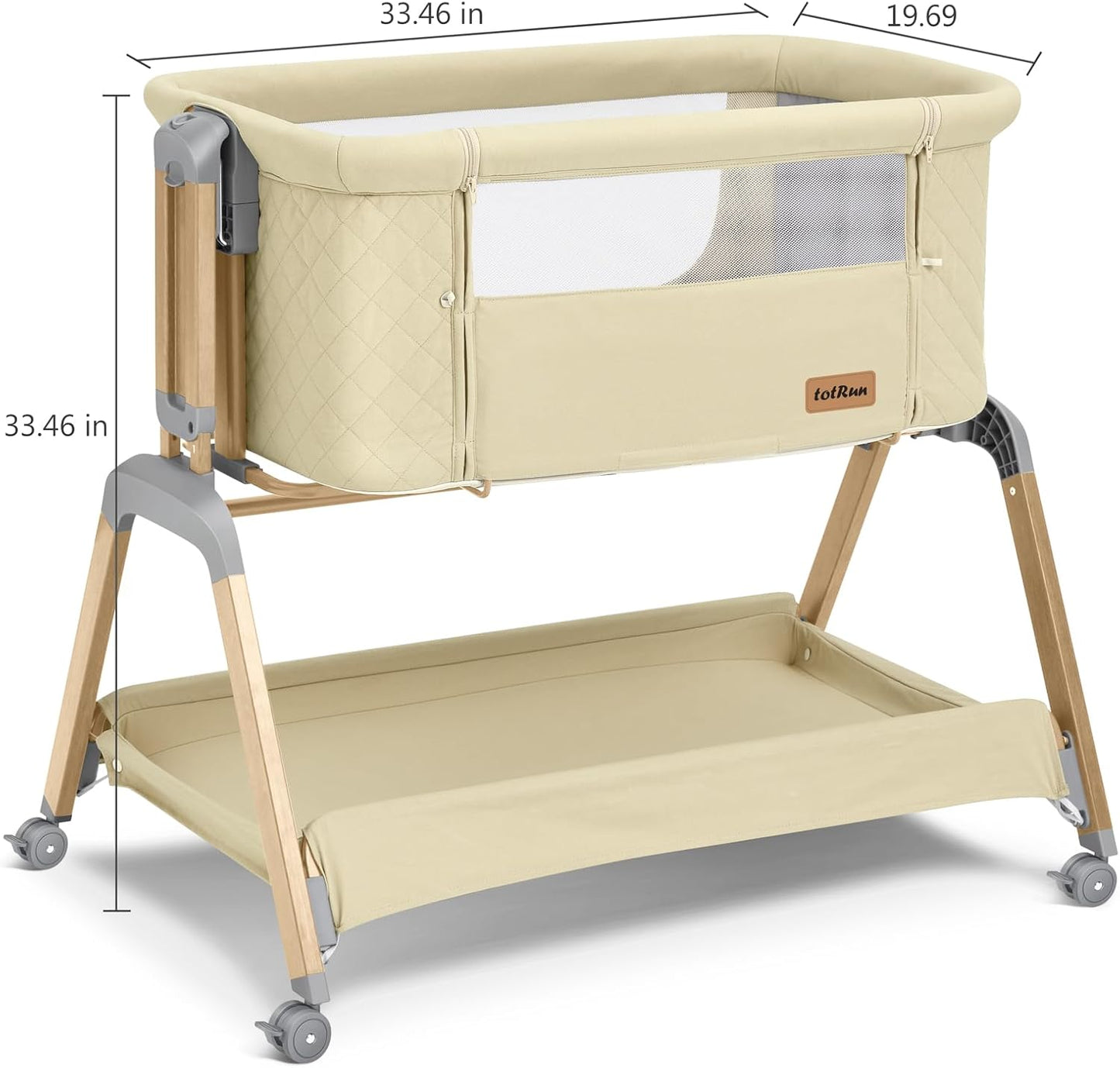 TotRun Bassinet Bedside Sleeper, Rocking Bassinets with Comfy Mattress and Wheels for Newborn, 5-Height Adjustable (Black)