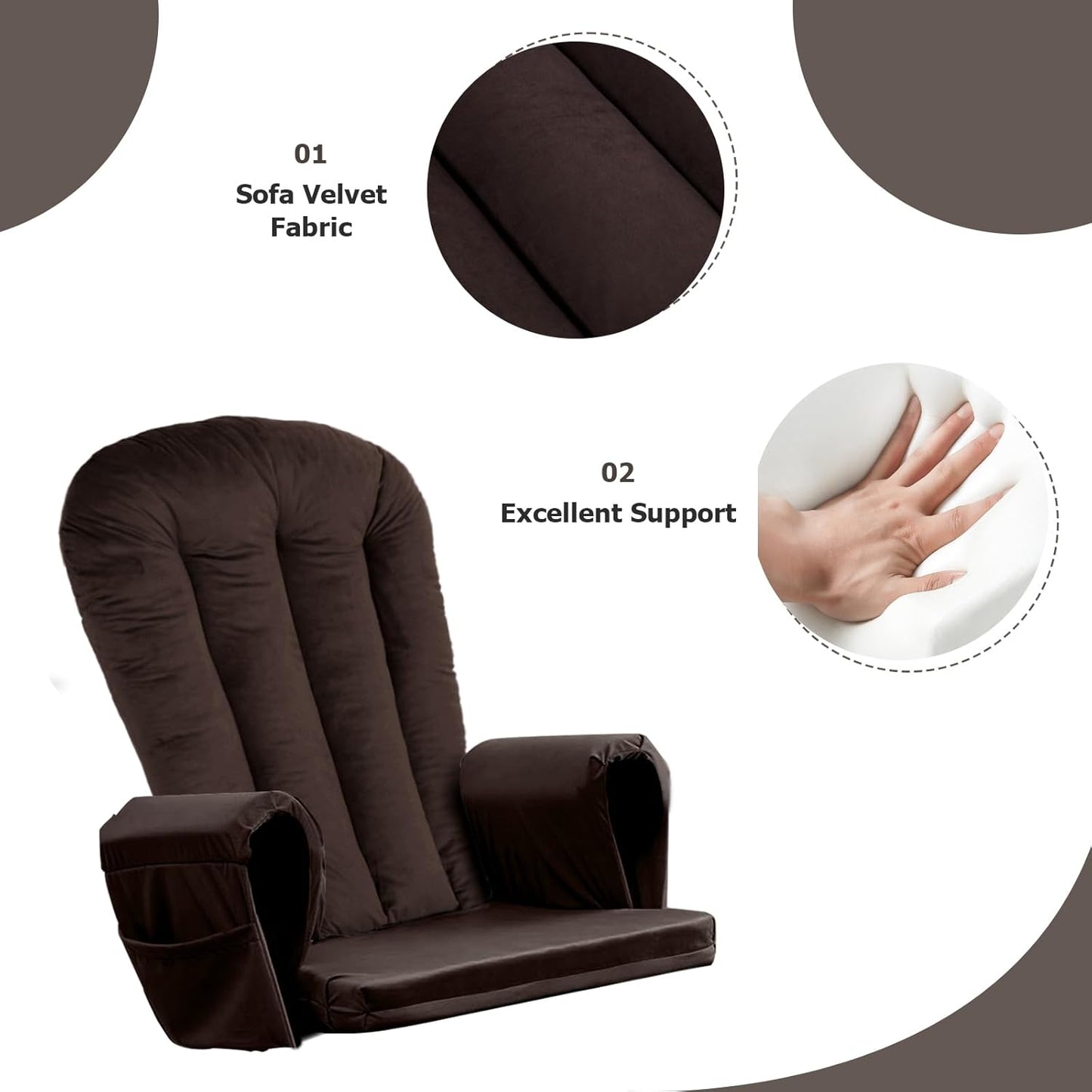 5PCS Suede Glider Rocker Replacement Cushions with 29.5" High Backrest & Side Pockets, Thickened Soft Glider Rocking Chair Cushions with Ottoman Cushion for Indoor Nursery Rocking Chair, Green
