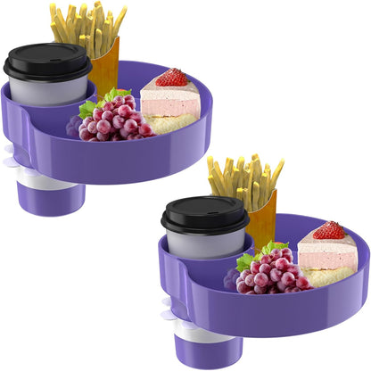 [2 Packs] Kids Car Seat Tray, Travel Tray with Cup Holder for Toddler Baby, Kids Car Seat Food Snack Organizer for Road Trip, Stroller snack Organizer Travel Must Haves Toddler Must Haves (Black)