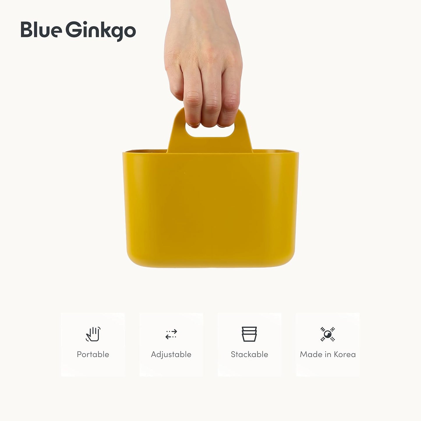 BLUE GINKGO Stackable Organizer Caddy – Korean-Made Portable Tote for Bathroom, Office, Crafts, or School Supplies (Rectangle, Green)
